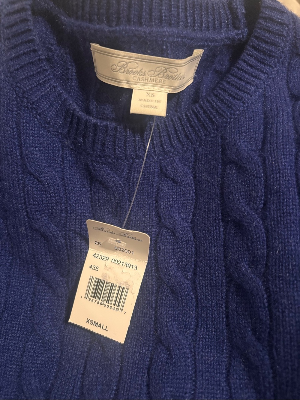 Brooks Brothers Royal Blue Cable Knit Cashmere Sweater - Picture 3 of 4
